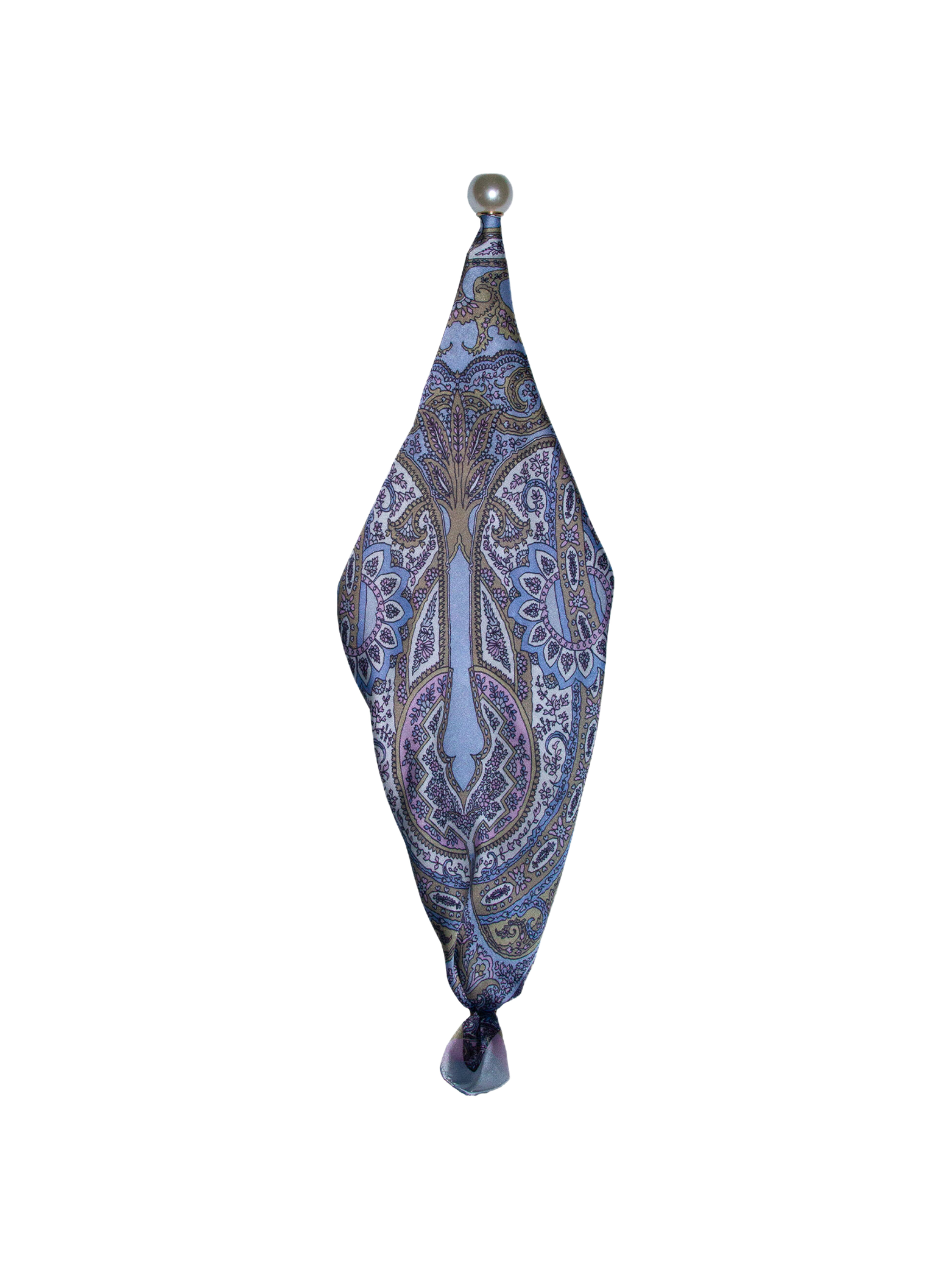 Skjerf mønster m/perle - beige