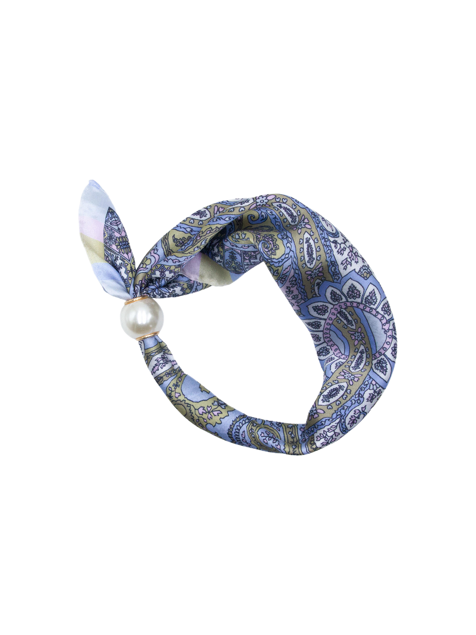 Skjerf mønster m/perle - beige