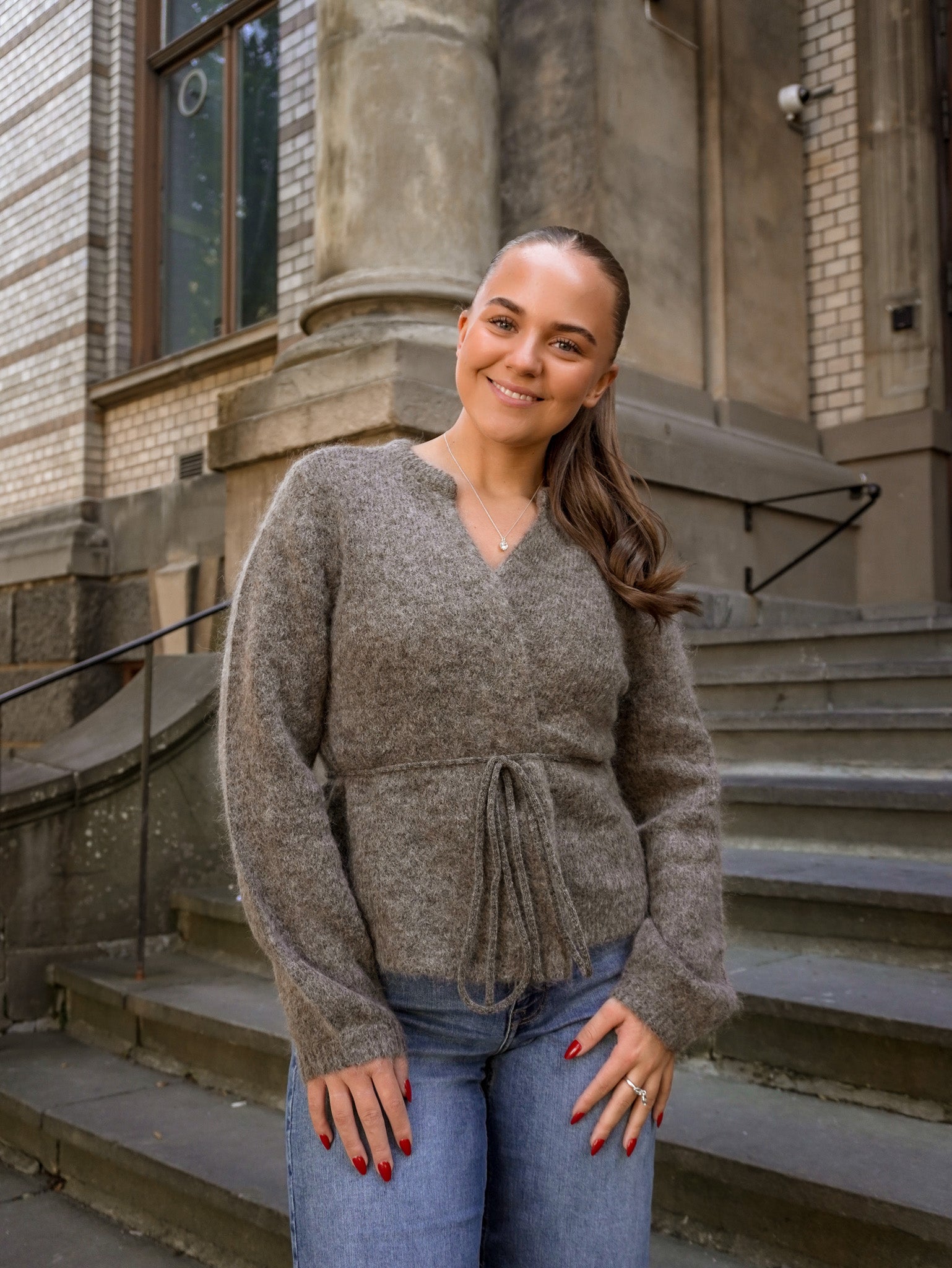 OBJNETE Knitted Cardigan - Carafe