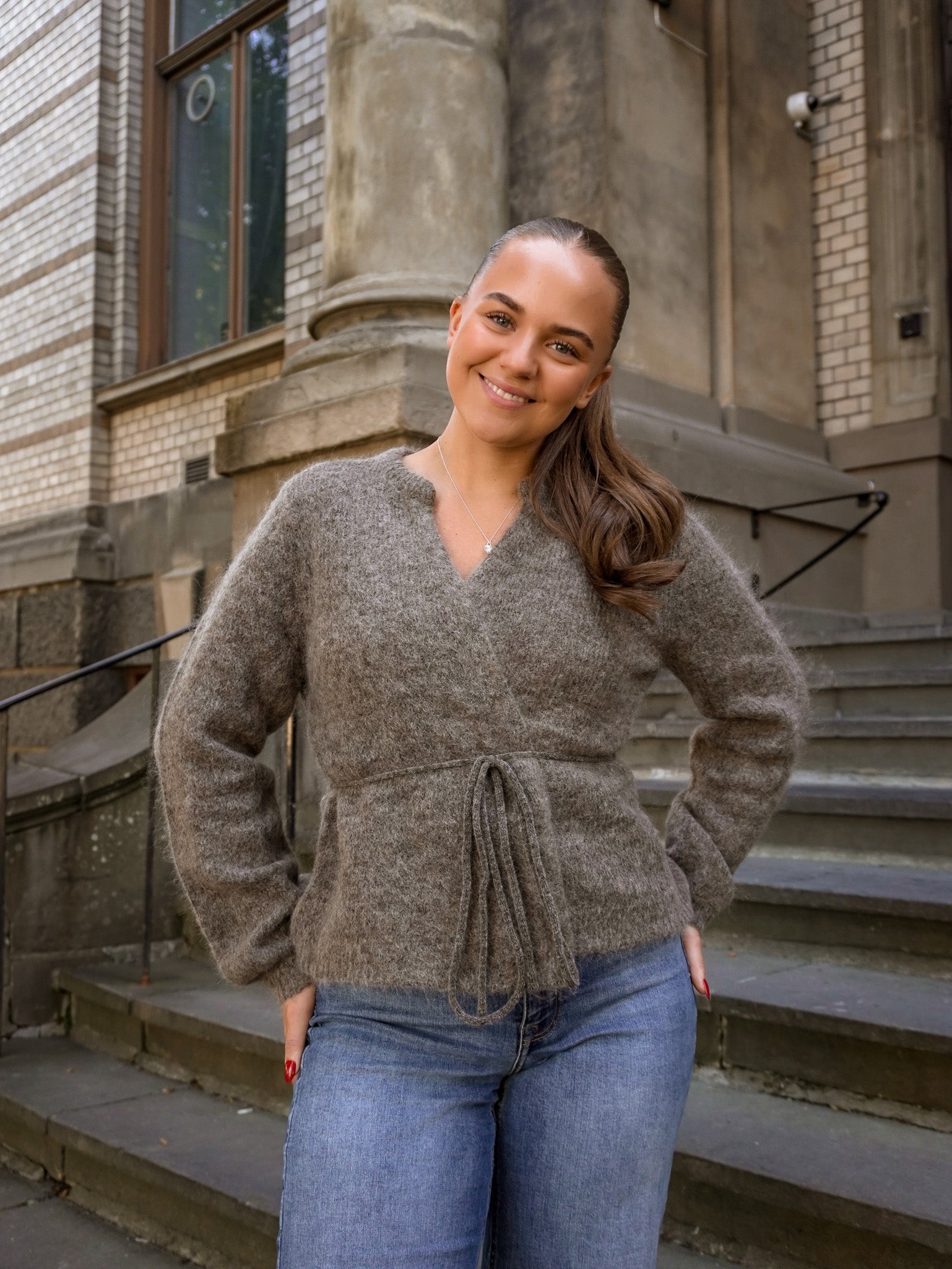 OBJNETE Knitted Cardigan - Carafe