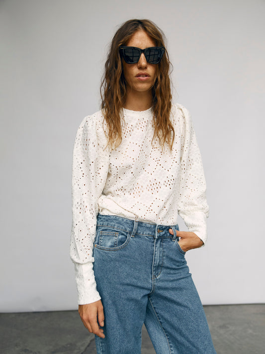 OBJFEODORA T-shirts & Tops - Cloud Dancer